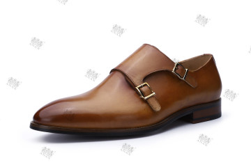 Good Genuine Leather Dress Shoes with Monk Strap