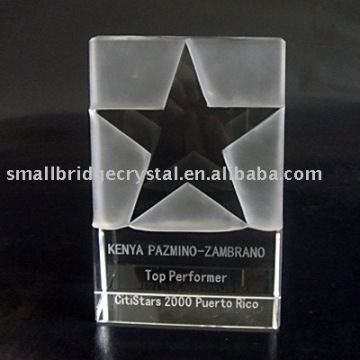 Crystal Award, star crystal award, star crystal trophy