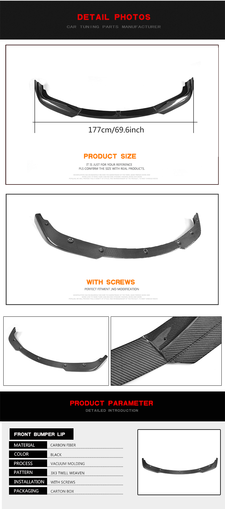 IS250 IS300 JC Style Carbon Fiber Front Bumper Lip for Lexus IS250 Base Sedan 4-Door 11-12