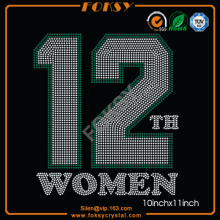 12th Women rhinestone heat transfers wholesale
