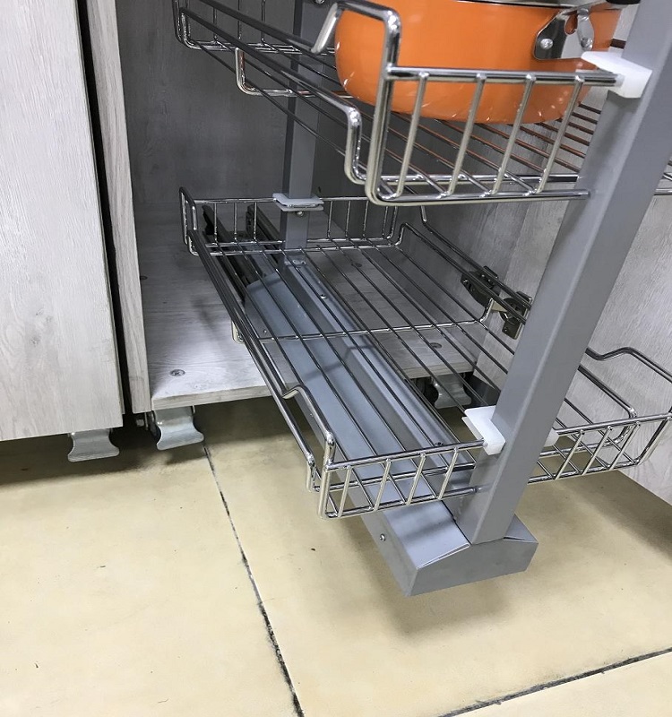 Functional kitchen pantry organizer soft close tandem storage basket unit tall pull out pantry