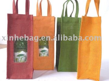 Jute wine bag with clear PVC window