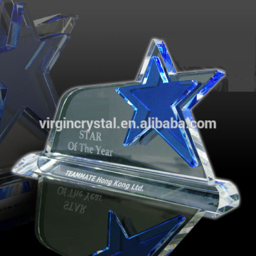 Blue star crystal awards crytsal name plaques for business gifts