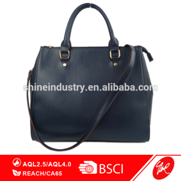 European Style Solid Navy PU Handbag