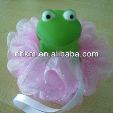 Frog shape bath sponge,cute kids bath sponge,bath pouf