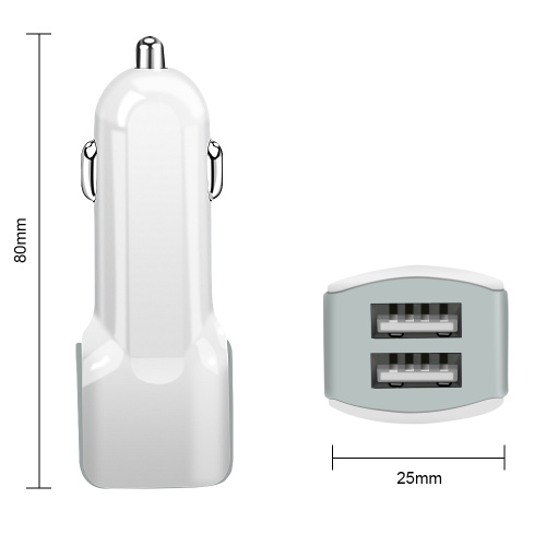 Adaptador de cargador de coche USB de plástico 2 Puerto al por mayor