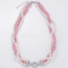 Hot Sale Triple Strand Glass Pearl Necklace