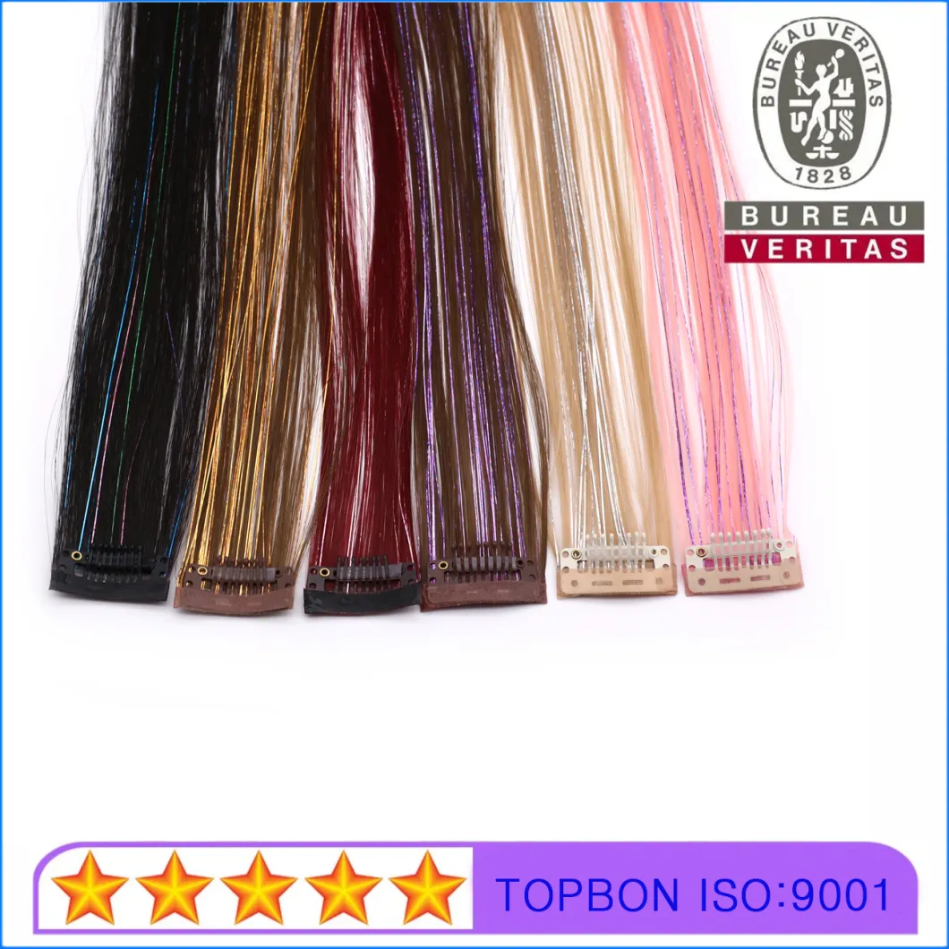 Synthetic Hair Material Colordful Hair with Colorful Silks 1 Piece Single Piece Clip Hair Extension Remy Hair