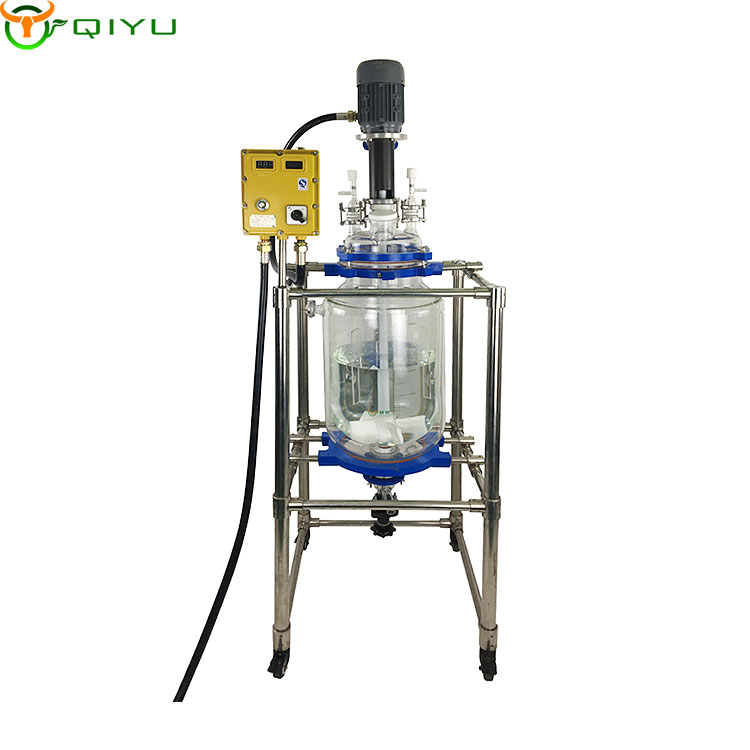 Customized 10L 30L 50L 100L stirring mixing glass vessel reactor for heating and cooling