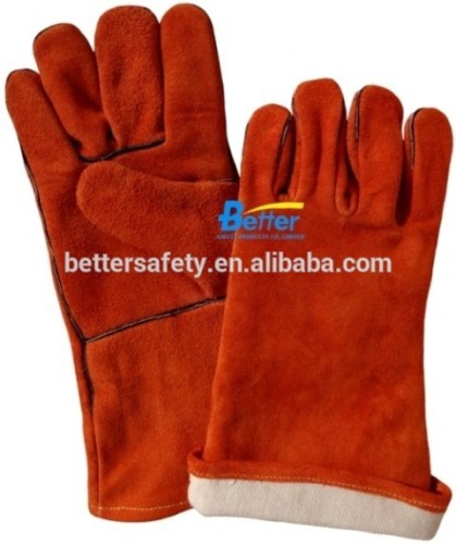 Long Orange Men cow split leather welding glove