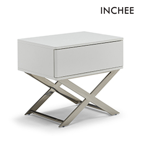 E1 Grado MDF Mini Mesa de noche blanca