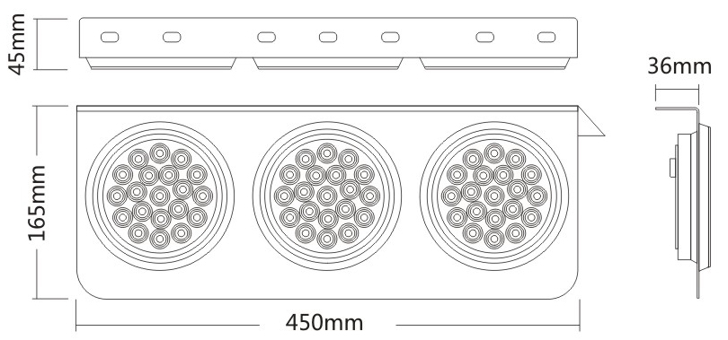 24V 60 LEDs IP67 مقاوم للماء ضوء مقطورة خلفي