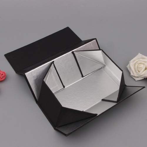 Anpassad Emboss -logotyp Black Paper Magnet Folding Box