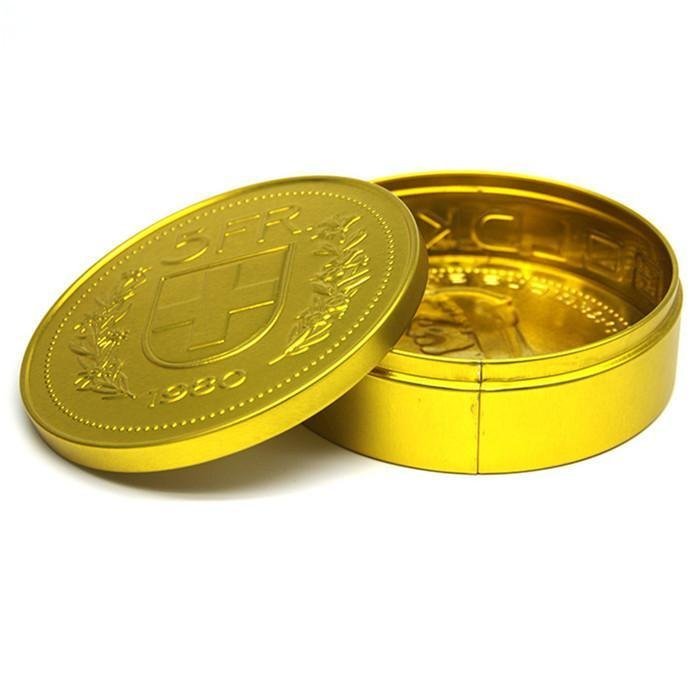 Gold Small Snus Coin Round Tin Box