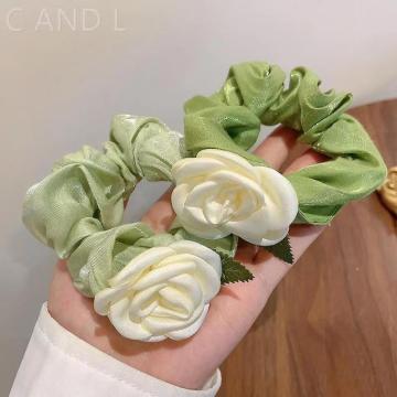 French Large Scrunchie Camellia Hair Tie