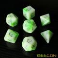 Juego de dados de RPG poliédrico resplandeciente Juego de jade luminoso, juego de dados Bescon brillante de polietileno en color oscuro Juego de 7 dados de juego de rol de DND