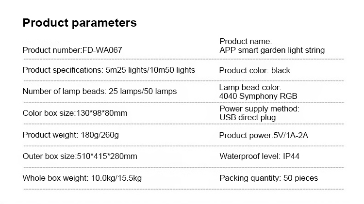 Smart Light App Control Outdoor RGB Solar Powered String Light LED Christmas Light String