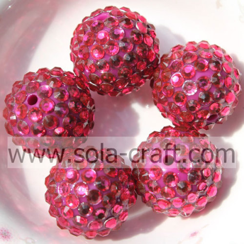 Χονδρική Shinning Rose Resin Rhinestone Ball Beads 20 * 22MM Για DIY Βραχιόλια