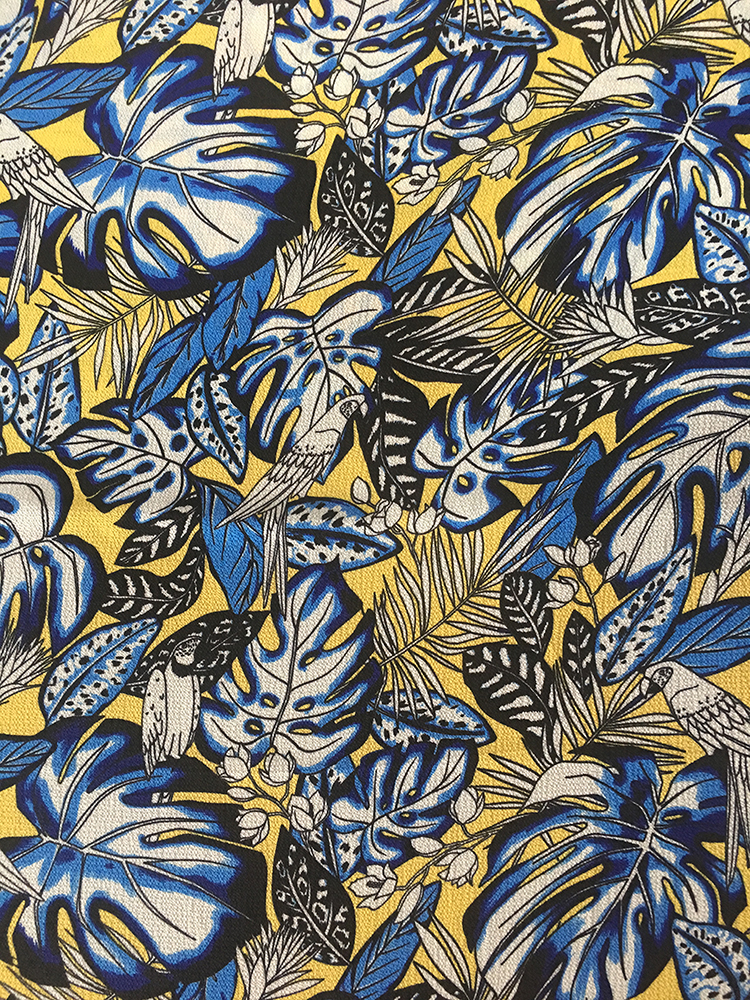 Tropical Leaves Polyester Bubble Chiffon Printing Fabric