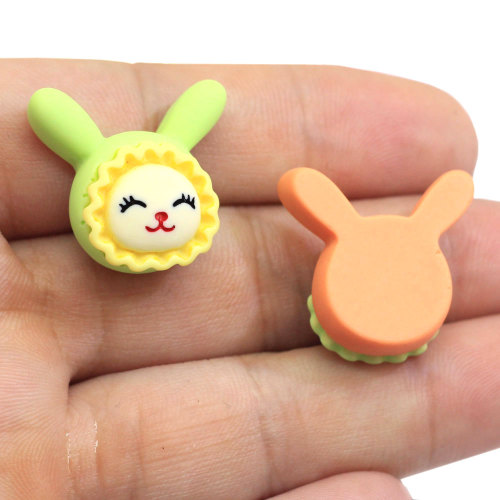 Lovely Rabbit Baby Resin Flatback Cabocons Kawaii Baby Bunny Figurines For Hairband Hairloop Scrapbooking Decor