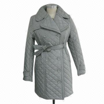 Ladies' padding jacket with diamond pattern quilt