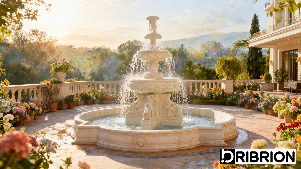 Grand White Marble Fountain Landscape Grand White Marble Fountain Landscape