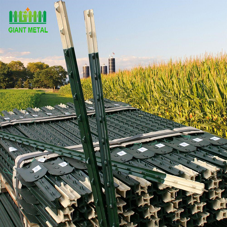 GREEN PAINTED T POST METAL FENCE POSTS