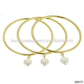 Gold Jewelry Metal Ring Pearl Bangle