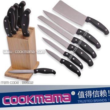 bakelite handle knife set with wooden block