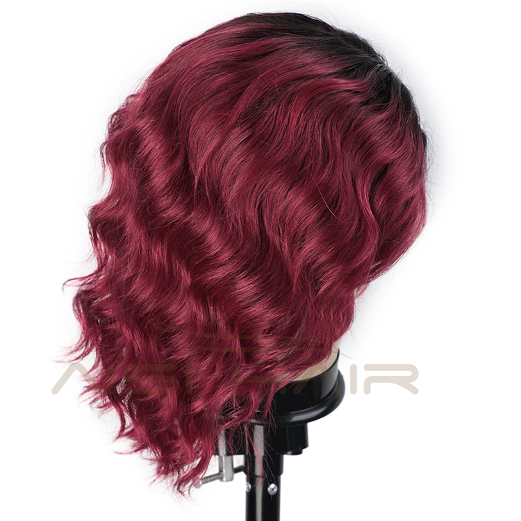 Aisi Hair Human Hair Ombre Red Short Bob Swiss Lace Wigs Body Wave 100% Brazilian Human Hair Lace Front Wigs For Black Women