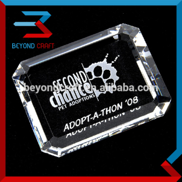 Advertising beveled Crystal Promotional Glass rectangle Paper Weights