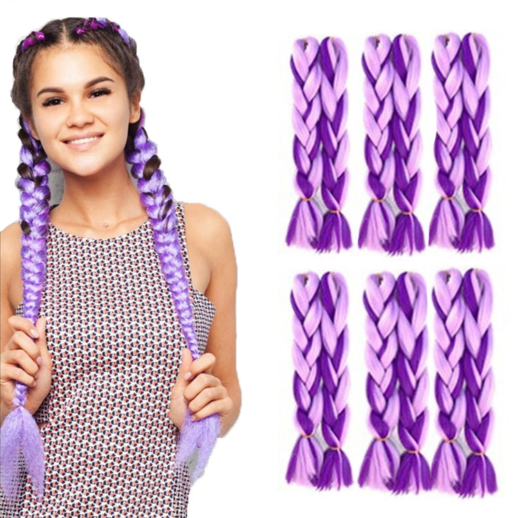 Wholesale Jumbo Braiding Hair Extensions 24inch 100g Yaki Straight Ombre Color Synthetic Fiber Braided Hair For Box Braids