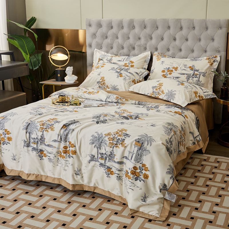 Digital printed washed tencel summer comforter sets