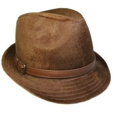 Fashionable Animal Fedora Hat, Leather Trim, Trilby Hat