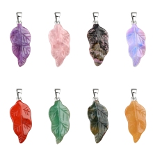 Gemstone Handmade Craved LeafPendant for Making Jewelry (Approx 23X47MM)