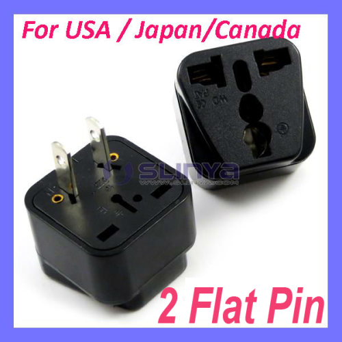 Universal to American Plug Adapter 2 Flat Pin for Japan USA Canada Philippines Thailand Taiwan