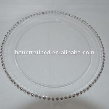 glass dessert plate/beaded charger plate