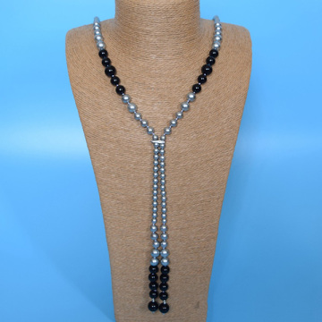 Handmade Pearl Knots Jewelry Long Shell Pearl Necklace