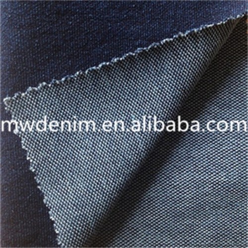 Indigo Dyed heavy twill denim cotton polyester knit fabric