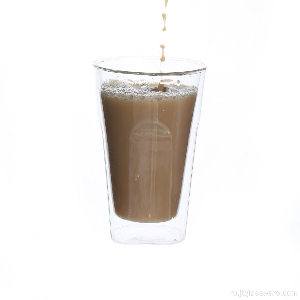 Ceașă de sticlă cu perete dublu de 400 ml pentru cafea