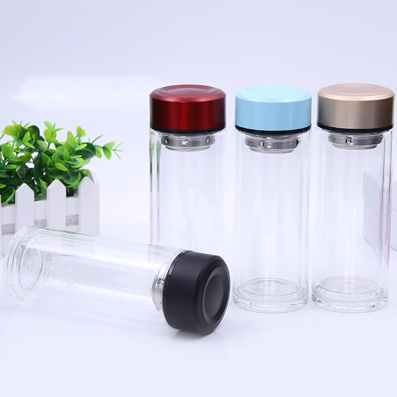 Ready to Ship in Stock Fast Dispatch Eco-Friendly Houseware Double Layer Glass Scented Tea Fiter Water Bottle Glass for Drinking