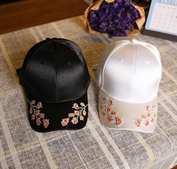 Embroidery Flower Cap Satin Embroidery Baseball Cap