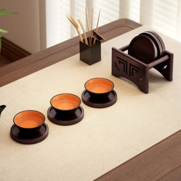 Elegant Bamboo Coaster Organizer Stand