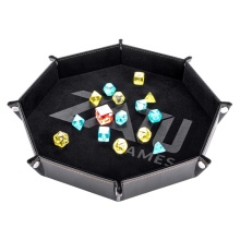 Quality Brass Snaps Folding Leather Octagonal Dice Tray
