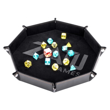 Quality Brass Snaps Folding Leather Octagonal Dice Tray