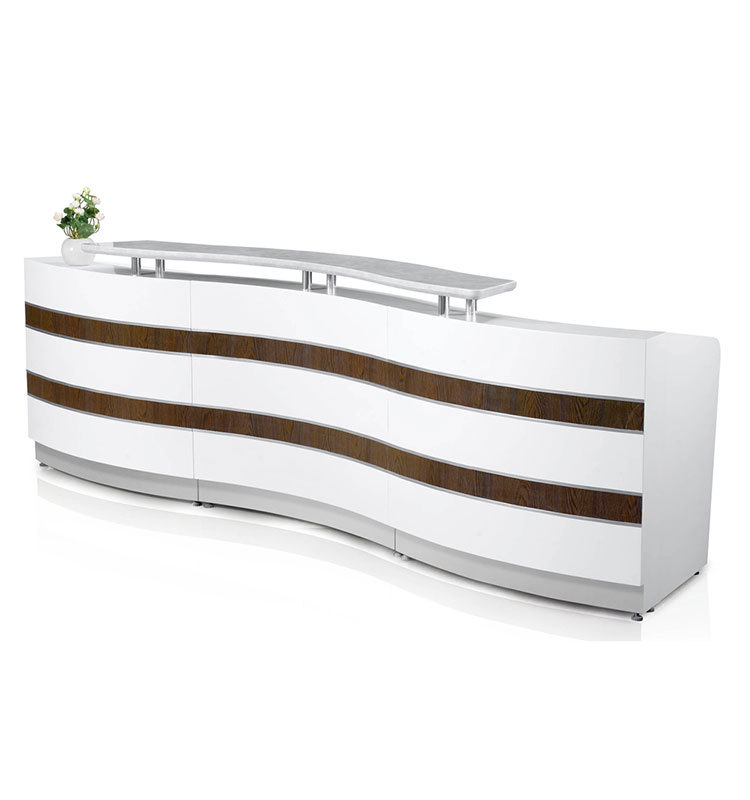 Modern white curved reception desk, front desk for sale