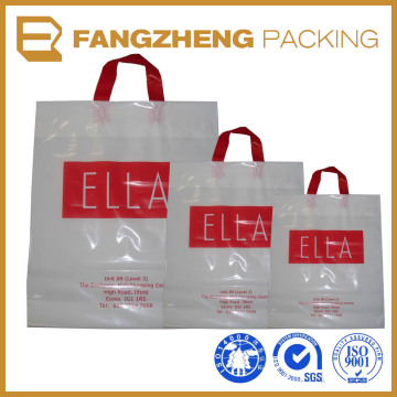 custom Soft loop bag handle plastic bag/plastic handle bag/wooden handle bags