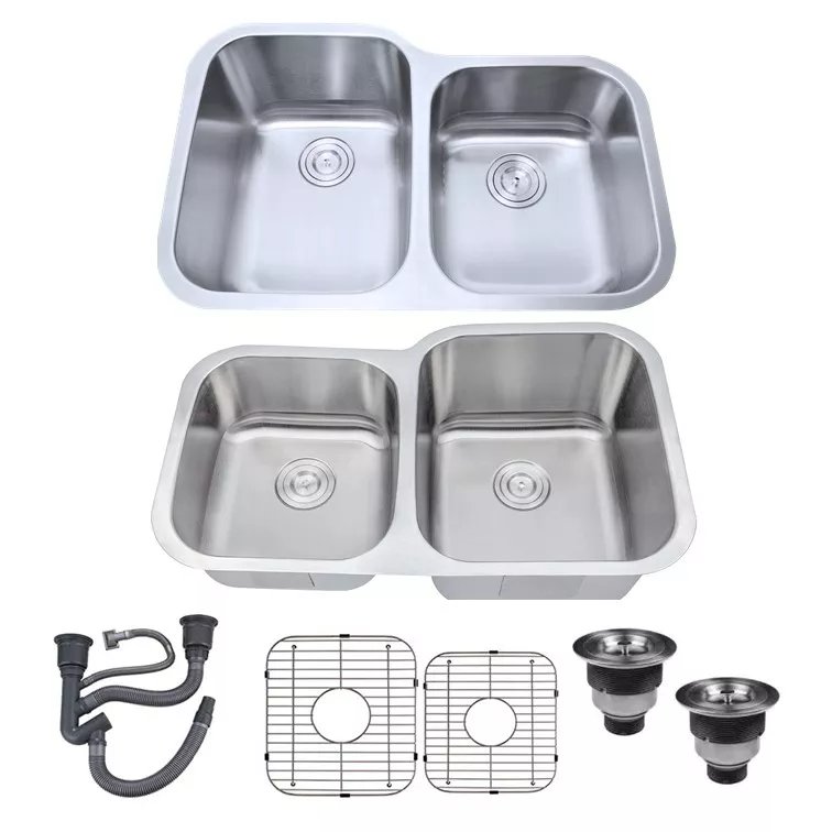 Top Mount Back 304 Double Bowl Bếp bồn rửa nhà bếp