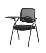 Black training chair with writing tablet