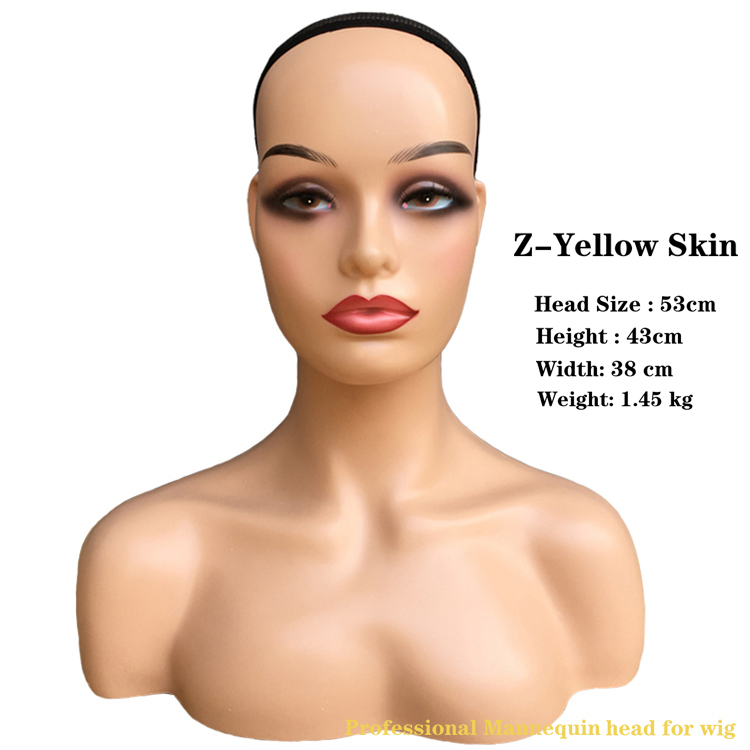 Julianna Black Female Smiling Wig Display Synthetic Hair Mannequin Head With Shoulder For Wig Display